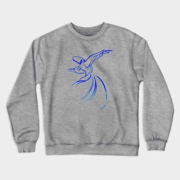 Dervish Calligraphy Style Blue Hue Vector Art Crewneck Sweatshirt by taiche